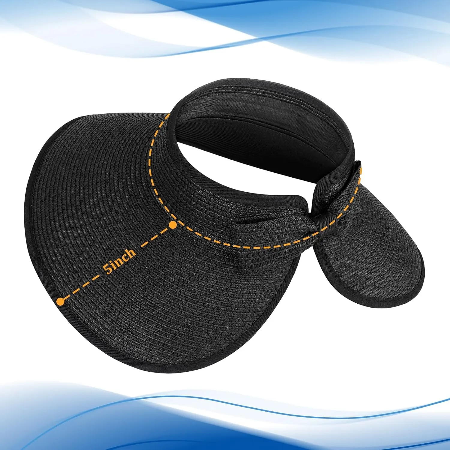 Sun Visor Hats for Women, Summer Packable Straw Beach Hat UV Protection 2025, Women's Ponytail Hat, Foldable Travel