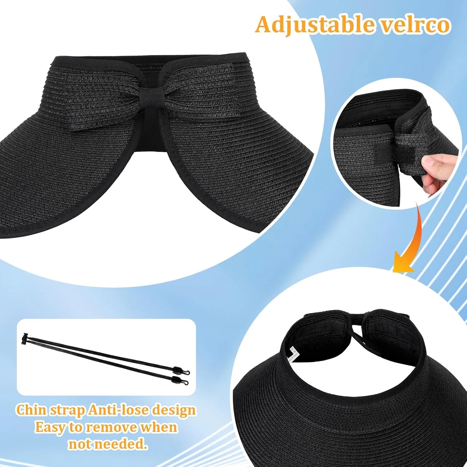 Sun Visor Hats for Women, Summer Packable Straw Beach Hat UV Protection 2025, Women's Ponytail Hat, Foldable Travel