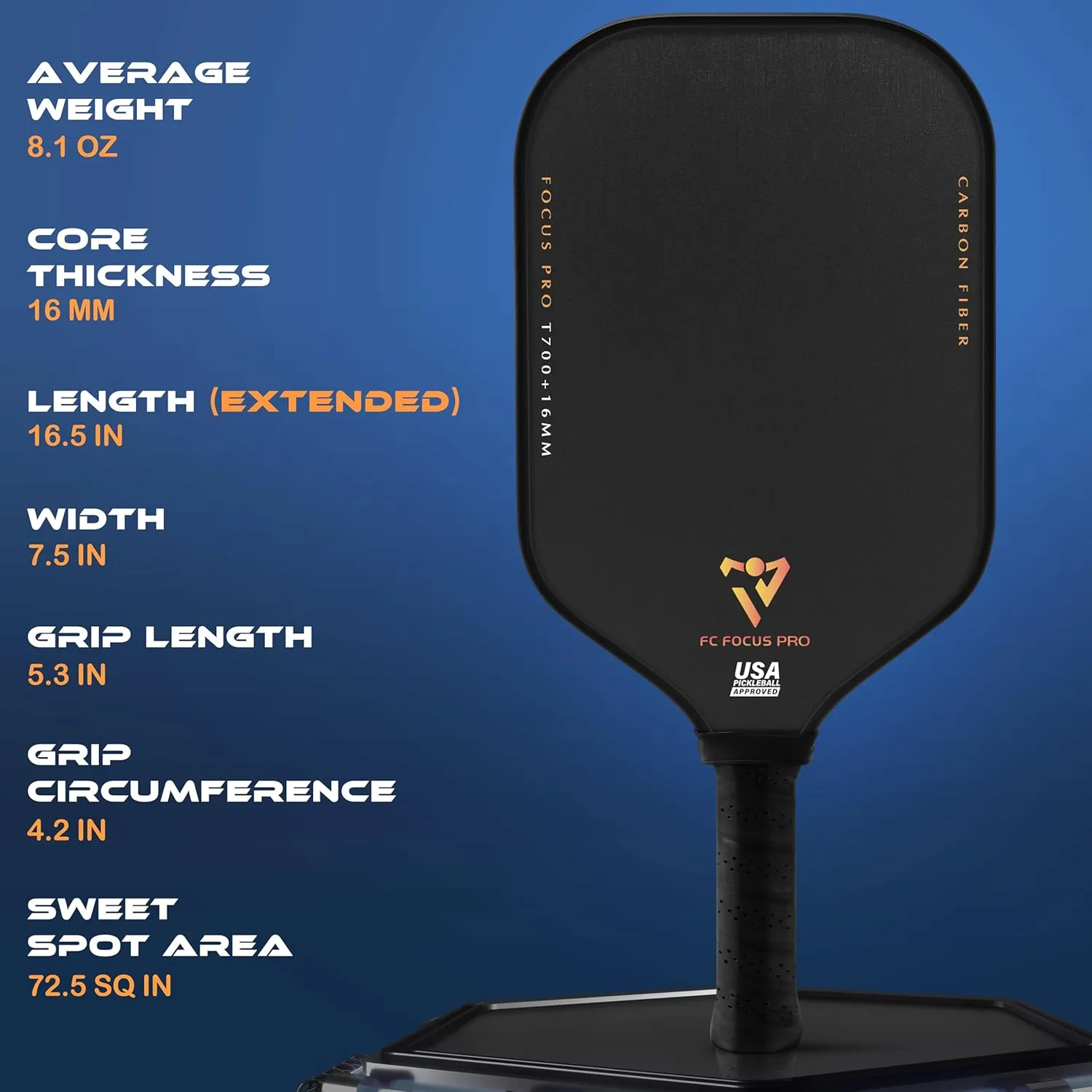 T700 Carbon Fiber Pickleball Paddles, Pickleball Set 16mm Pickle Ball Rackets with CMS Matte Surface Lightweight Honeycomb Core & Durable Edge Guard Protector Larger Sweet Spot