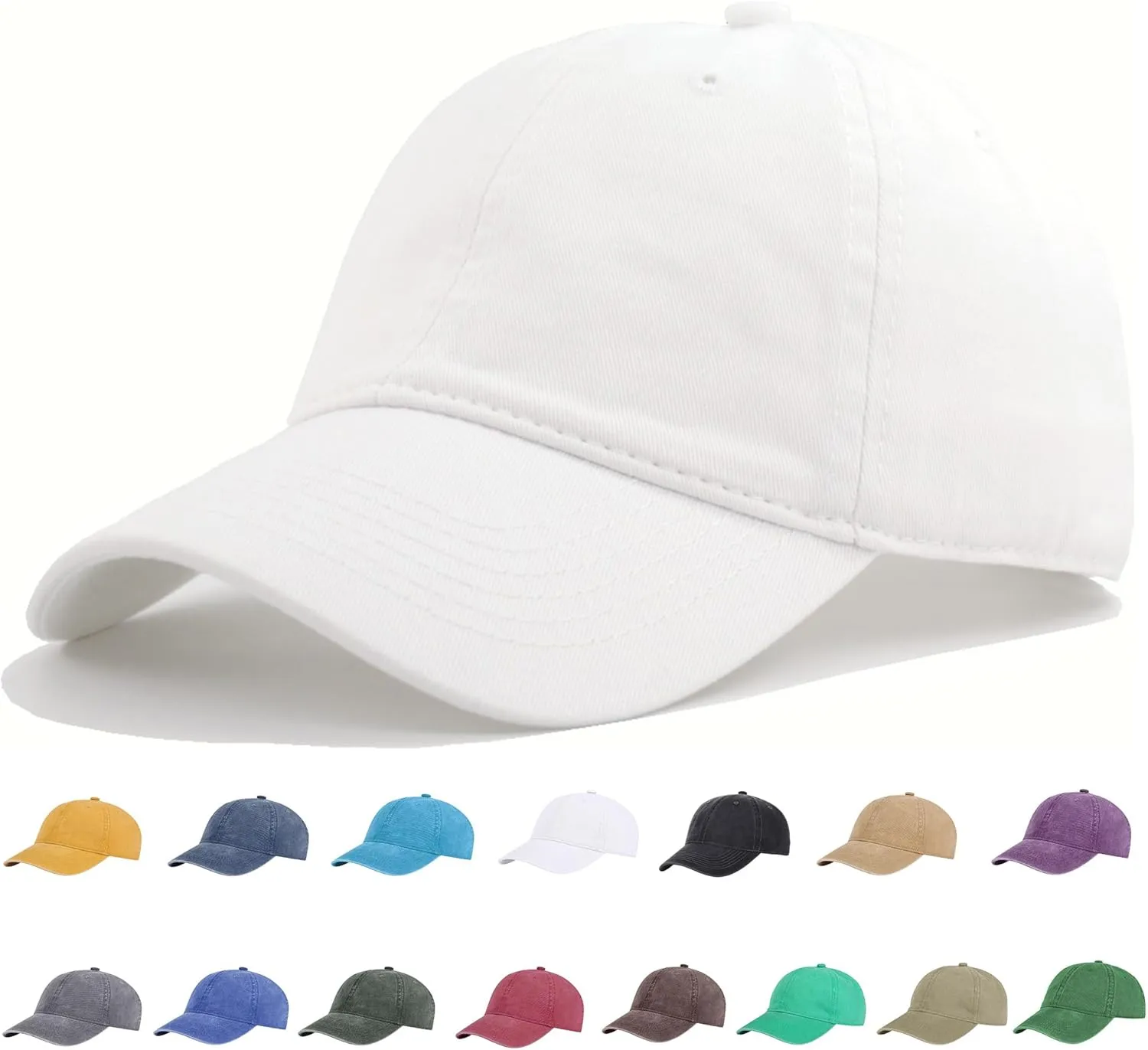 Vintage Washed Cotton Plain Baseball Caps Adjustable Unstructured Soft Blank Casual Dad Ball Hats for Men Women