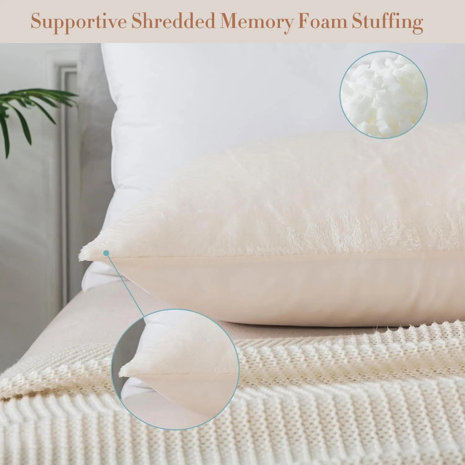 WhatsBedding Memory Foam Body Pillow with Plush Fuzzy Cover, Full Body Pillow for Adults, Long Pillow for Sleeping, Soft Pillow Fluffy Supportive