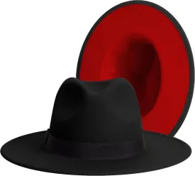 Wide Brim Fedora Hats for Women & Men Classic Dress Panama Hat Adjustable Felt Hat with Band