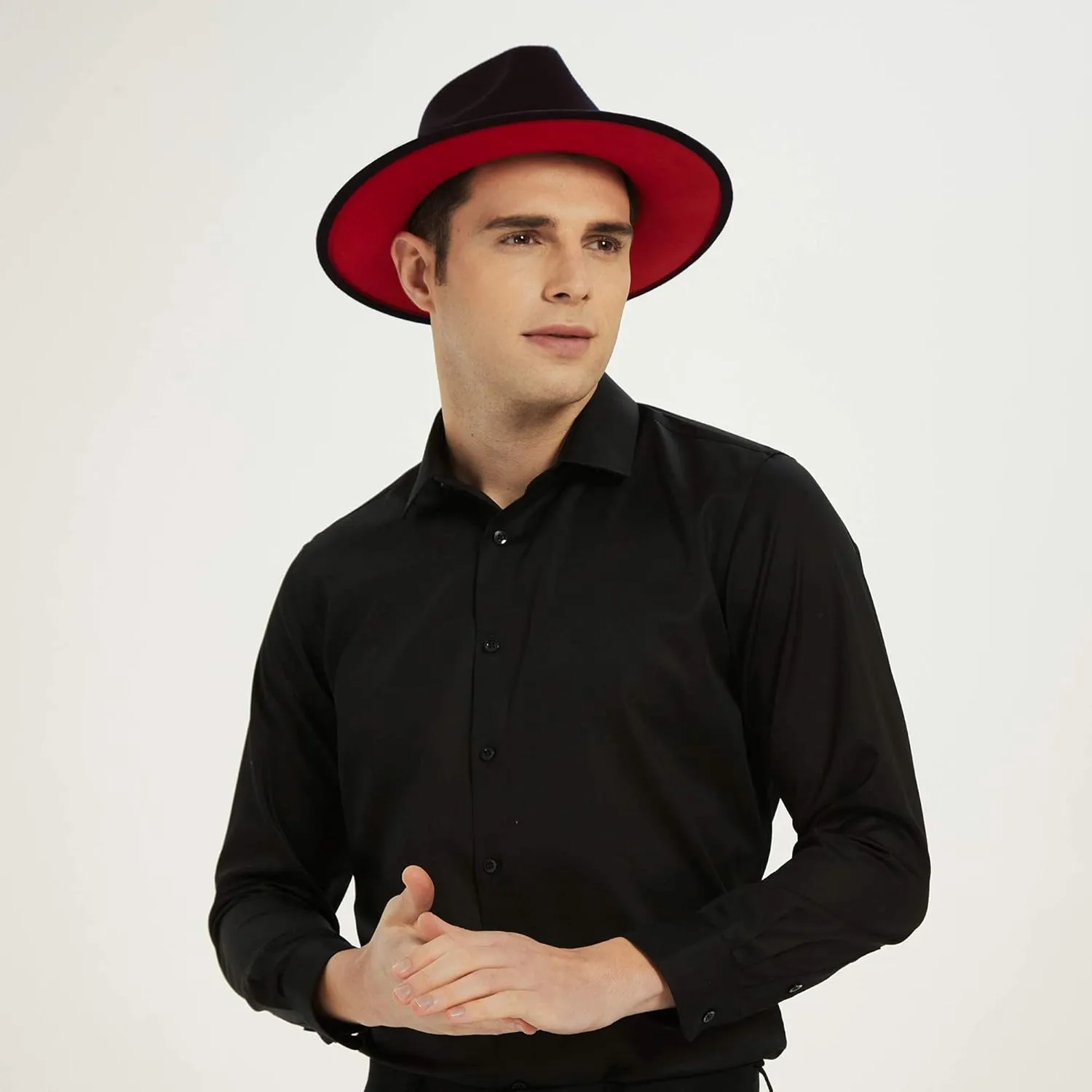 Wide Brim Fedora Hats for Women & Men Classic Dress Panama Hat Adjustable Felt Hat with Band