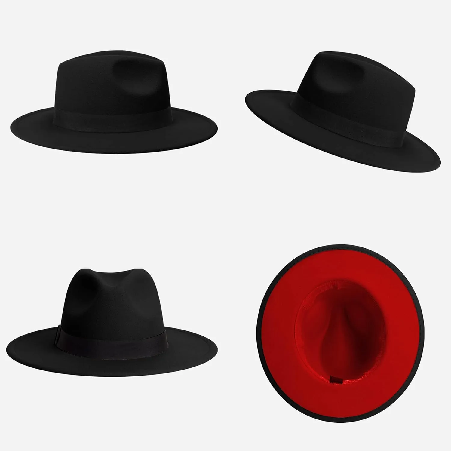 Wide Brim Fedora Hats for Women & Men Classic Dress Panama Hat Adjustable Felt Hat with Band