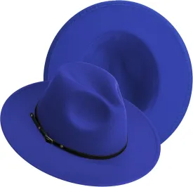 Wide Brim Fedora Hats for Women and Men Classic Felt Panama Hat Men's Two Tone Dress Hat with Belt Buckle