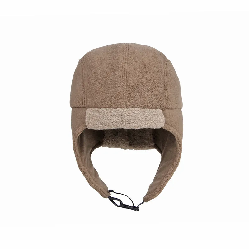 Winter thickened thunderbolt cap simple light board riding cap warm ear protection cap men and women against cold pilot cap