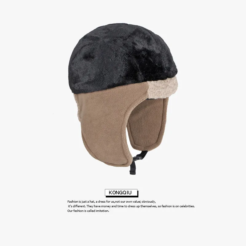 Winter thickened thunderbolt cap simple light board riding cap warm ear protection cap men and women against cold pilot cap