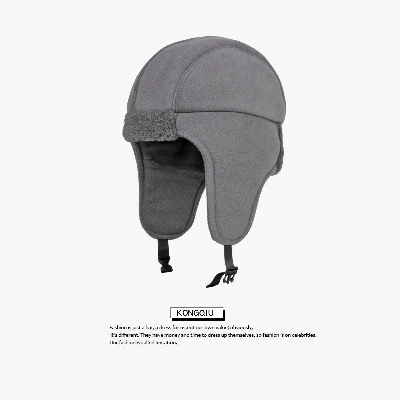 Winter thickened thunderbolt cap simple light board riding cap warm ear protection cap men and women against cold pilot cap