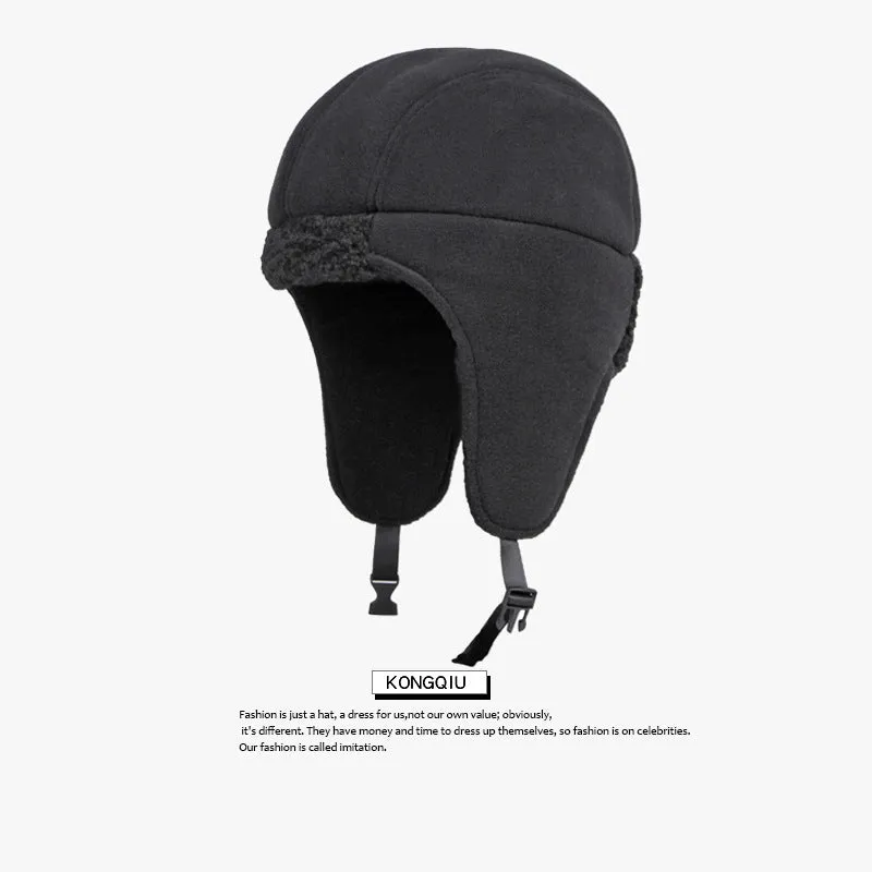 Winter thickened thunderbolt cap simple light board riding cap warm ear protection cap men and women against cold pilot cap