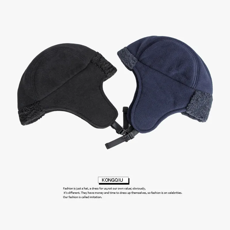 Winter thickened thunderbolt cap simple light board riding cap warm ear protection cap men and women against cold pilot cap