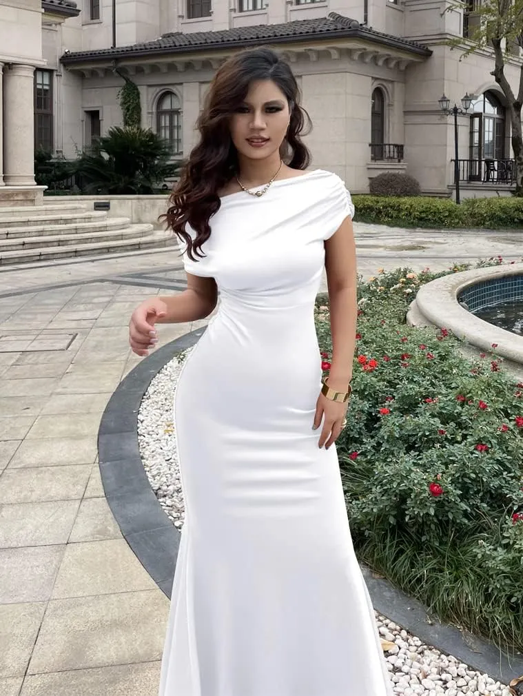 YMDUCH Women's Elegant Sleeveless Off Shoulder Bodycon Long Formal Party Evening Dress