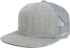 Youth Stylish Flat Bill Structured Mesh Back Snapback Trucker Cap