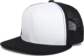 Youth Stylish Flat Bill Structured Mesh Back Snapback Trucker Cap
