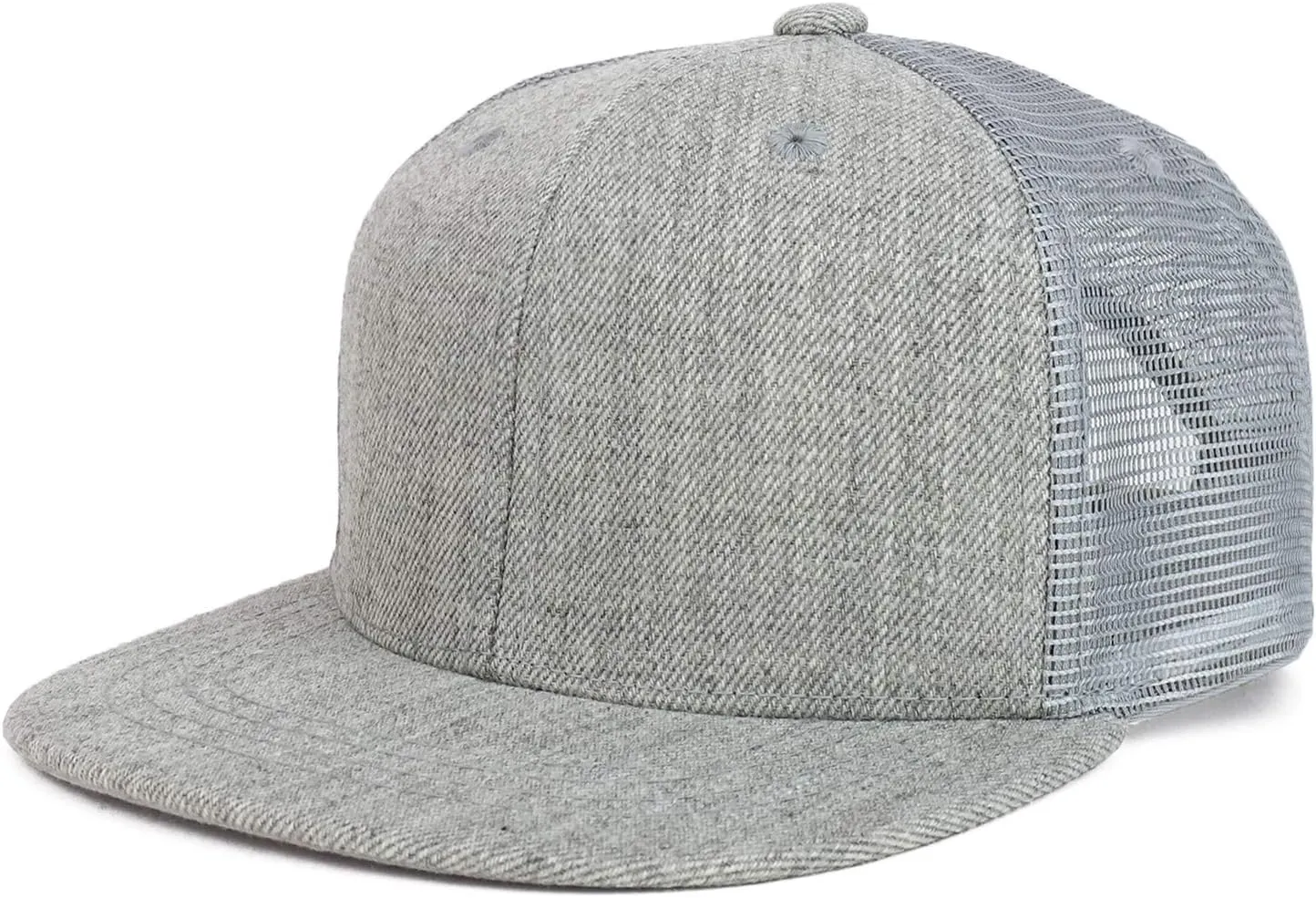 Youth Stylish Flat Bill Structured Mesh Back Snapback Trucker Cap
