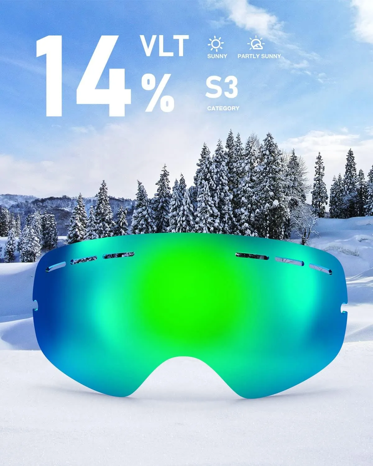 ZIONOR X Ski Snowboard Snow Goggles Replacement Lenses